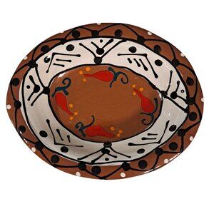 Sonja Templeton Art Pottery Bowl Chili Pepper Redware Signed